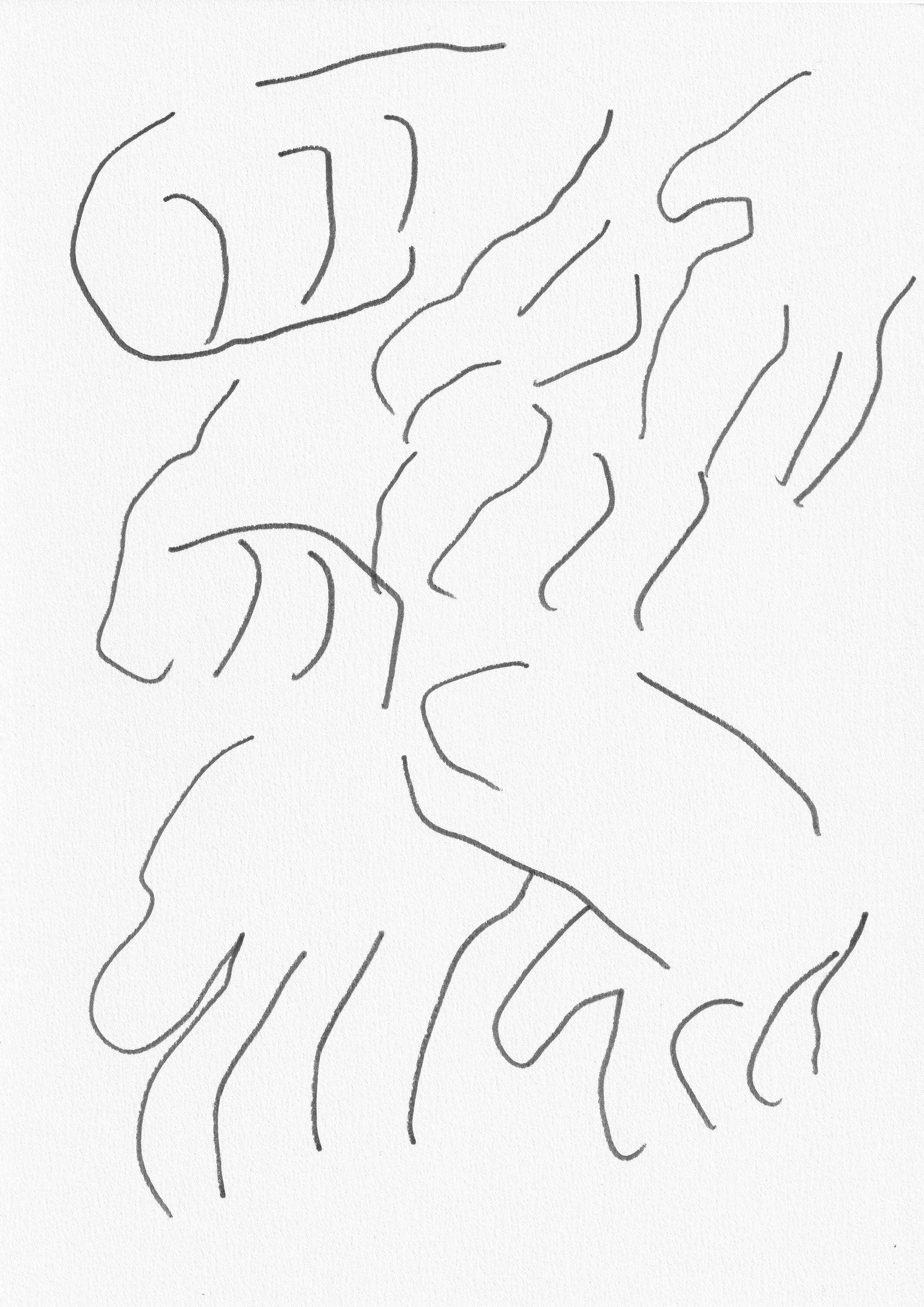 Masanao Hirayama - Study Sheet with Seven Hands (10014), 2024