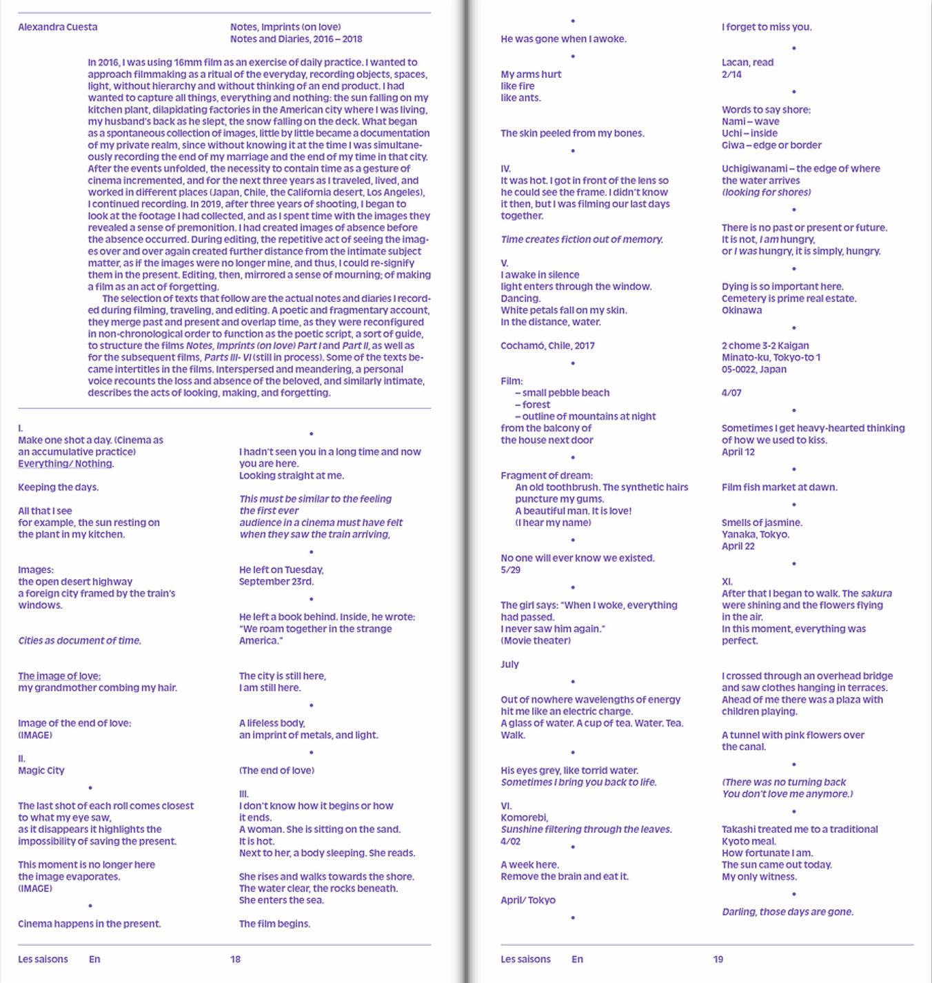 Les Saisons - N°3, Une part discrète du film