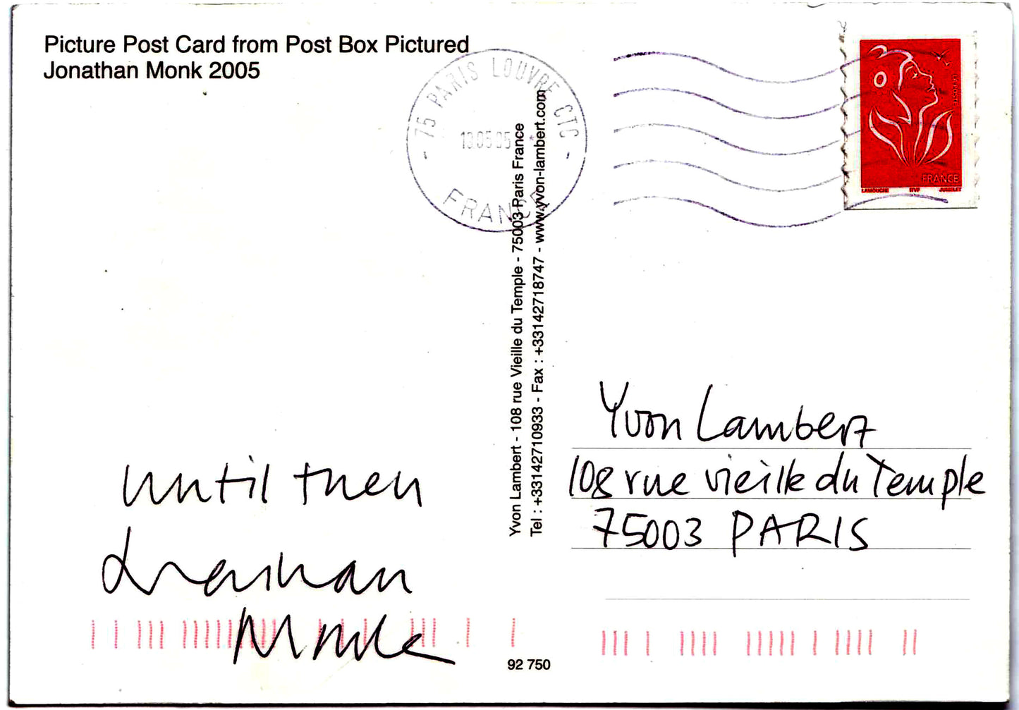 Jonathan Monk - Picture Post Card Posted from Post Box Pictured (Paris)