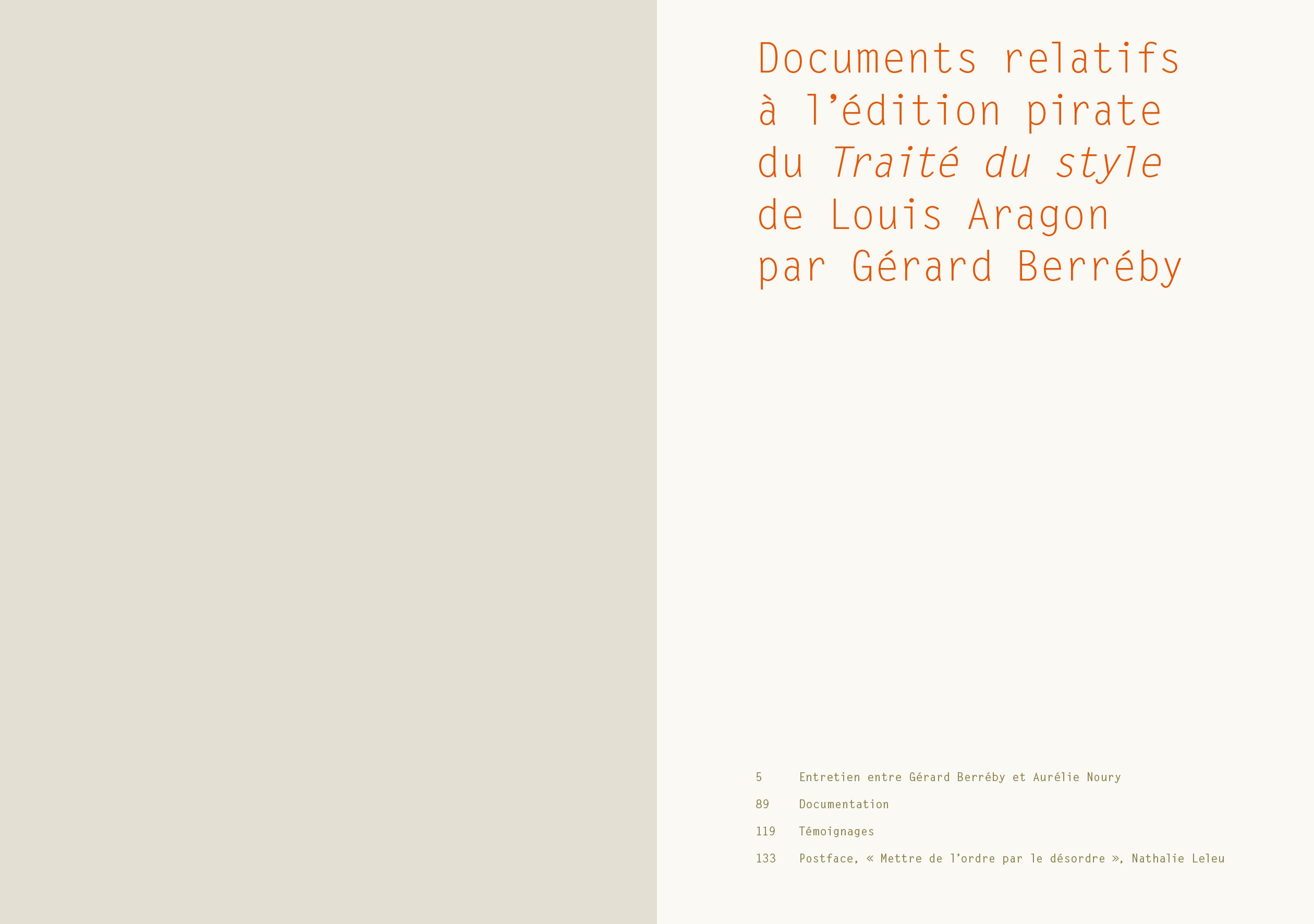 Gérard Berréby - Documents relatifs à l'édition pirate du Traité du style de Louis Aragon par Gérard Berréby