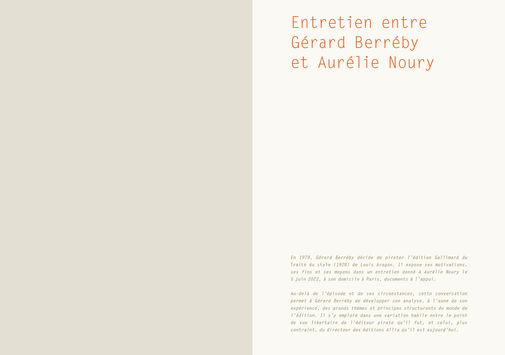 Gérard Berréby - Documents relatifs à l'édition pirate du Traité du style de Louis Aragon par Gérard Berréby