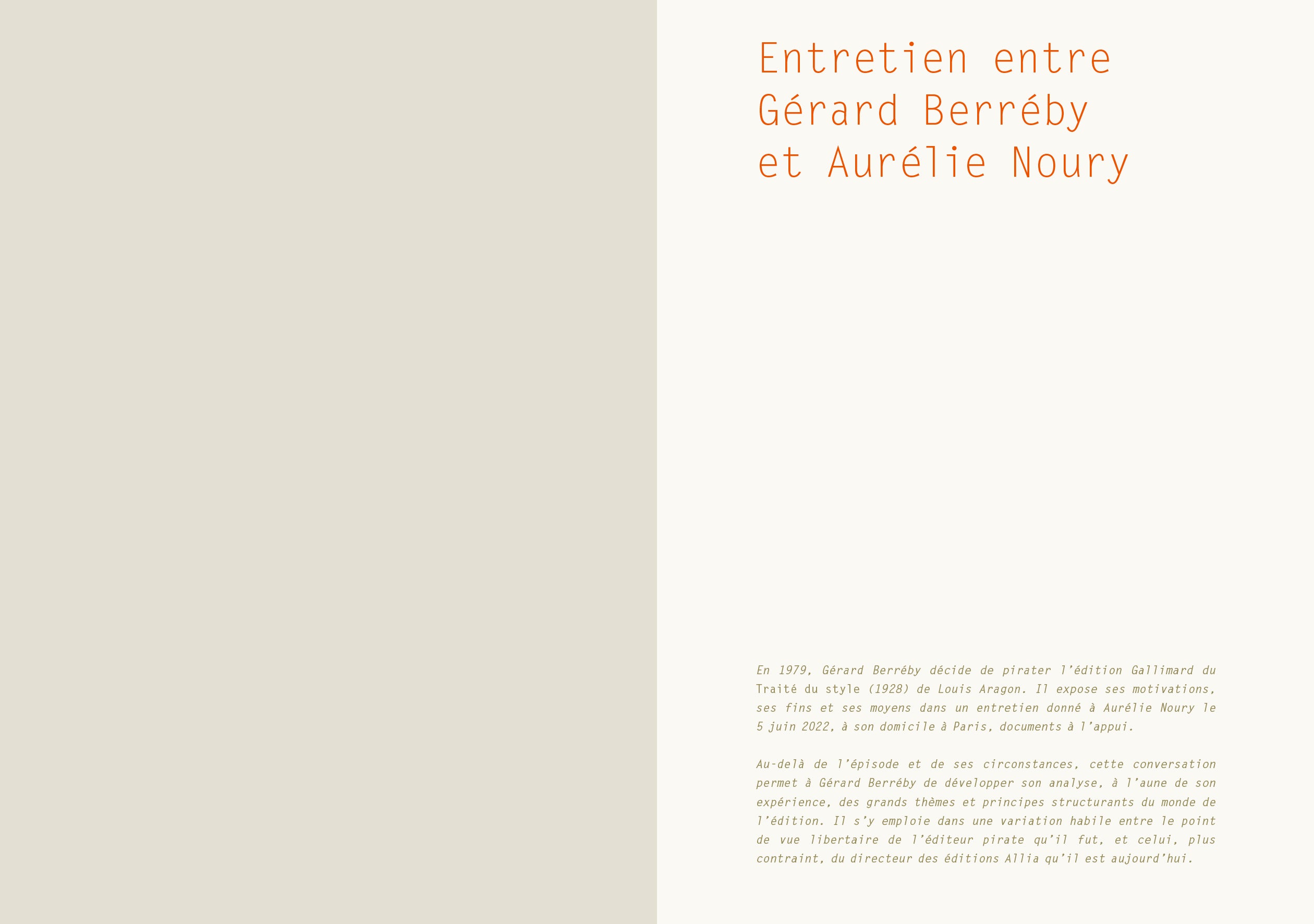 Gérard Berréby - Documents relatifs à l'édition pirate du Traité du style de Louis Aragon par Gérard Berréby