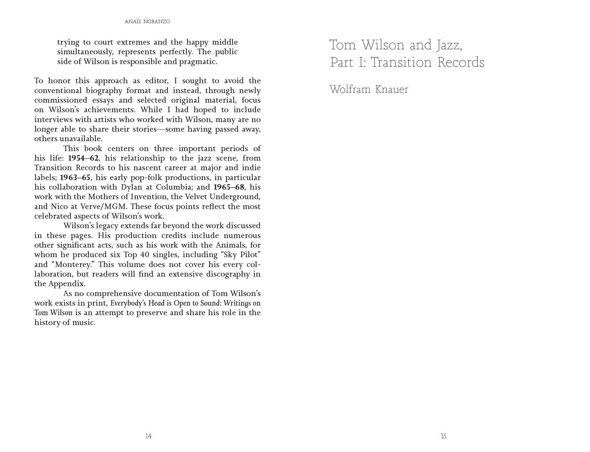 Tom Wilson - Everybody's Head is Open to Sound – Writings on Tom Wilson