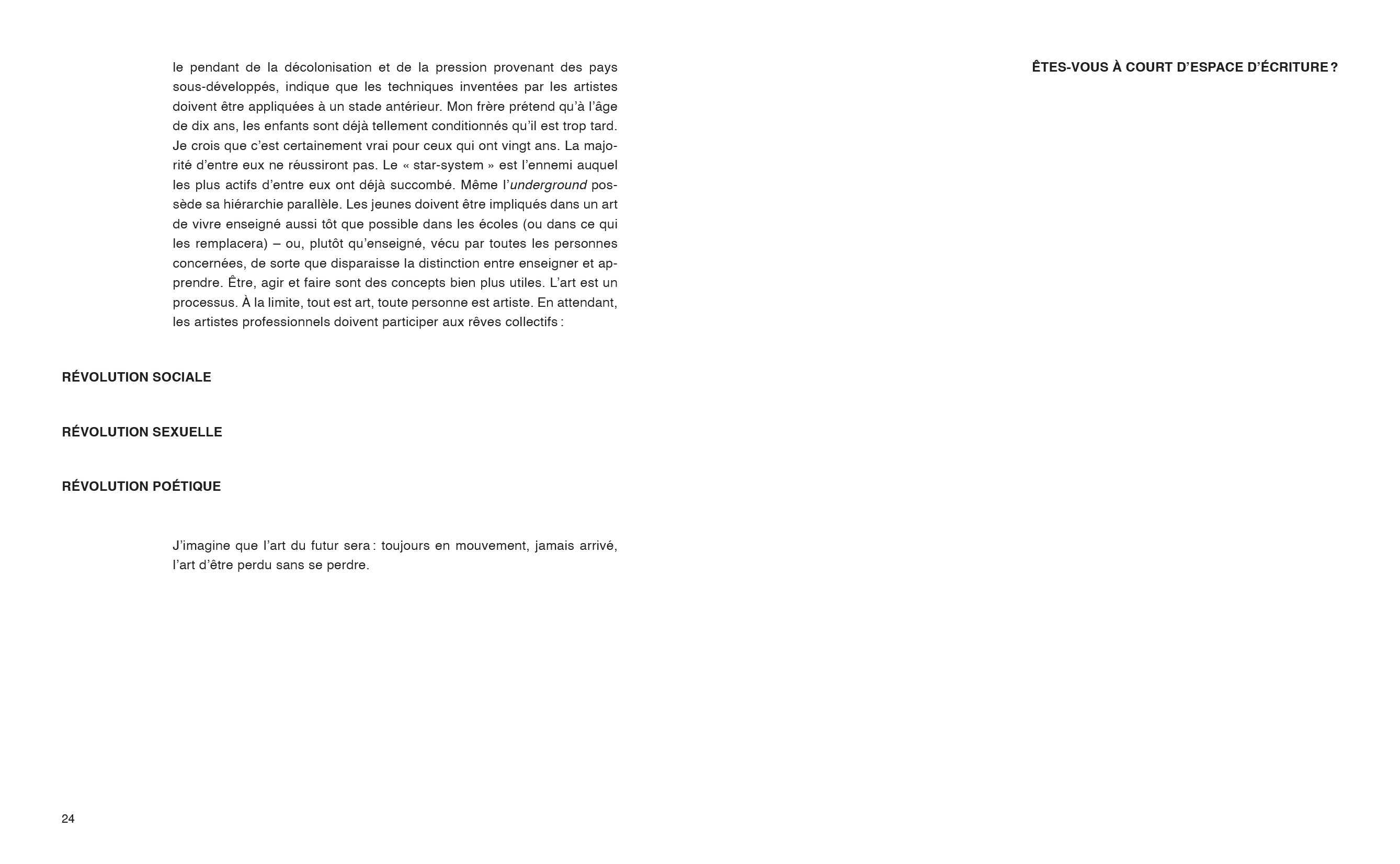 Robert Filliou - Enseigner et apprendre, arts vivants par Robert Filliou et le lecteur, s'il le désire avec la participation de John Cage, Benjamin Patterson, Allan Kaprow, Marcelle Filliou, Vera, Bjössi, Karl Rot, Dorothy Iannone, Diter Rot, Joseph Beuys