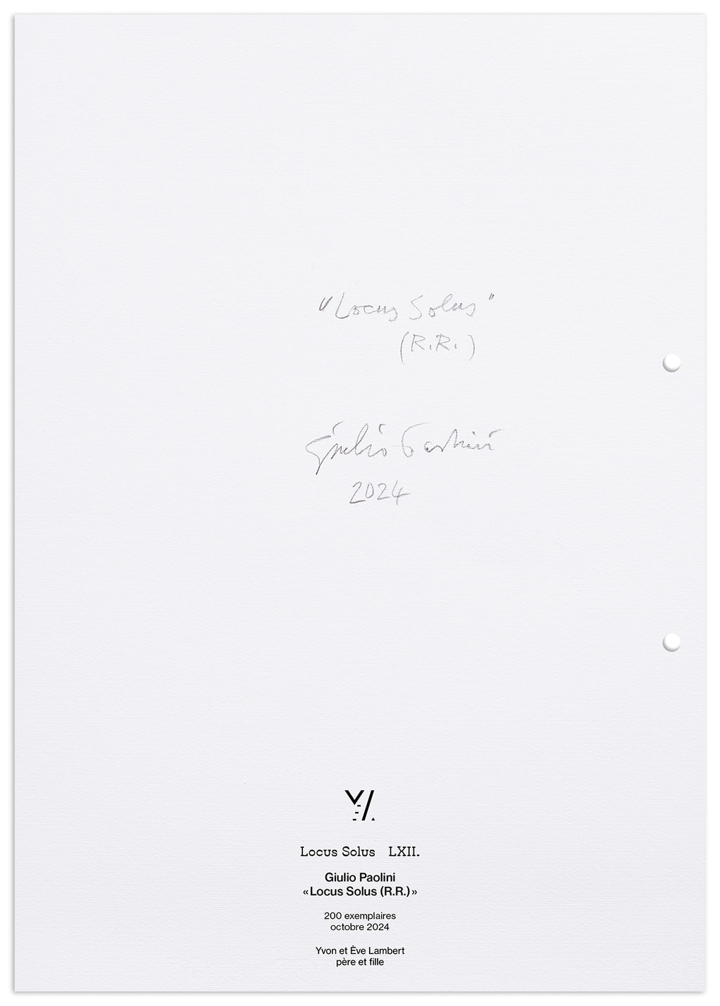 Locus Solus LXII. - Giulio Paolini