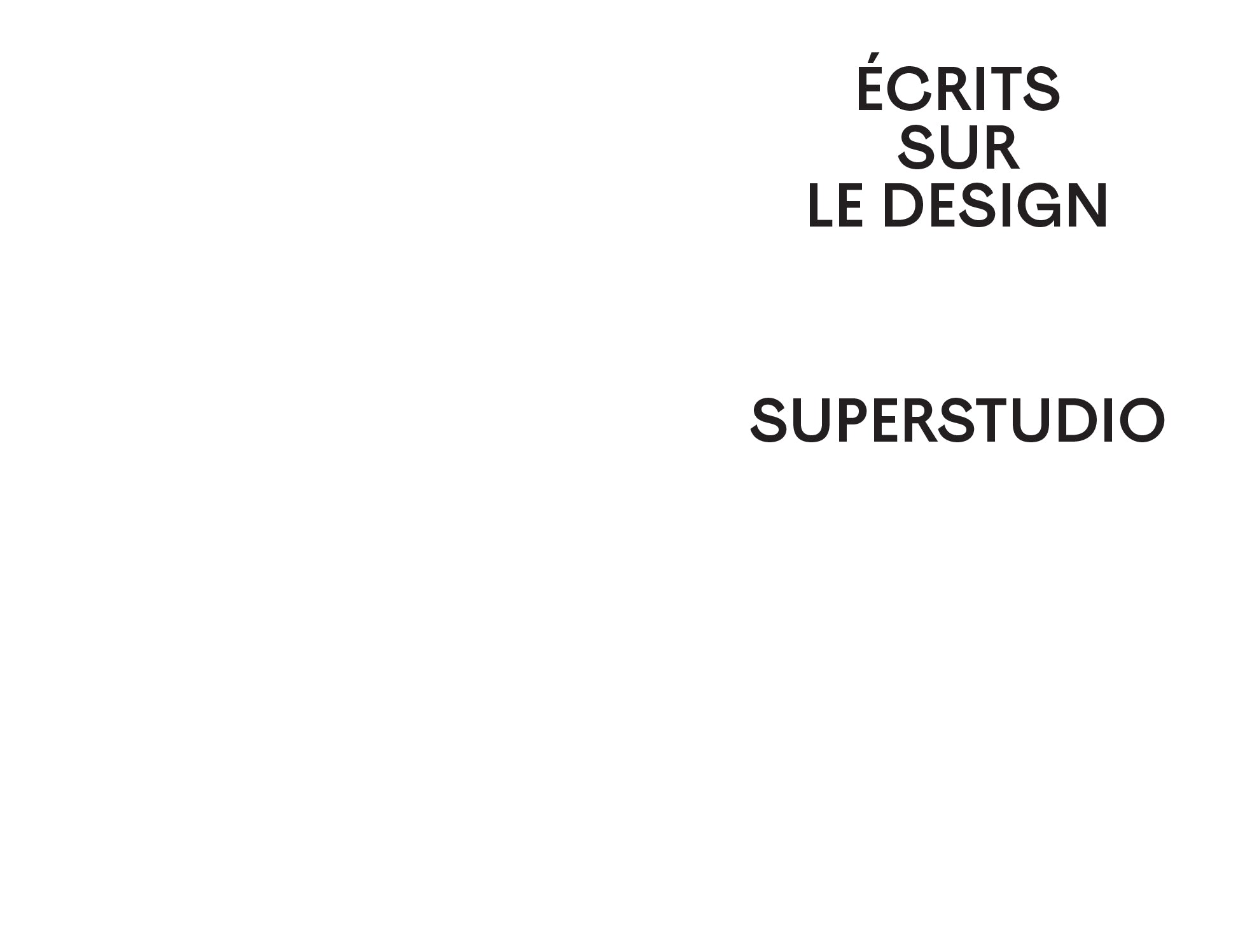 Superstudio - Écrits sur le design