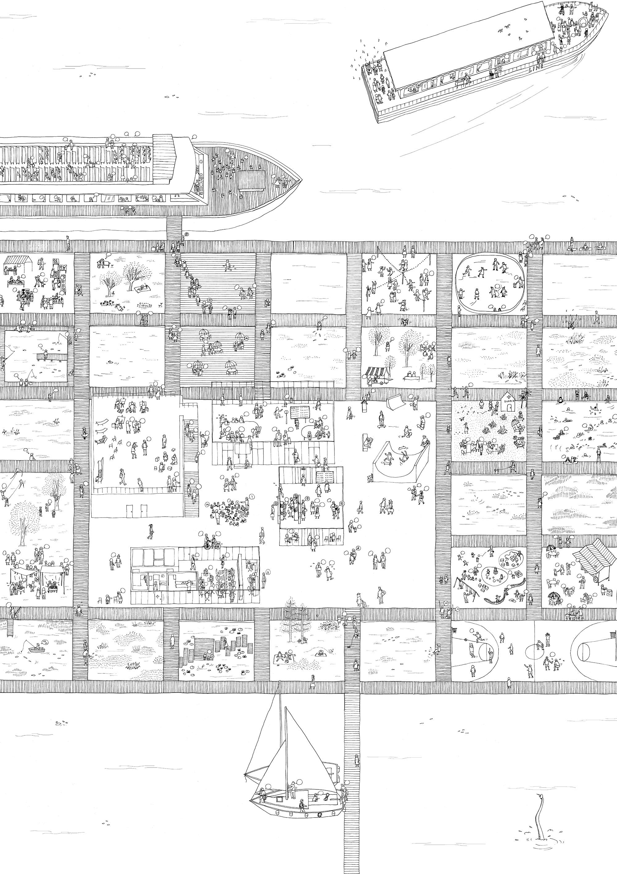 Hiroko Kusunoki for Moreau Kusunoki <br><em>NARU FERRY TERMINAL SEOUL, KOREA, TOP VIEW</em>, 2017