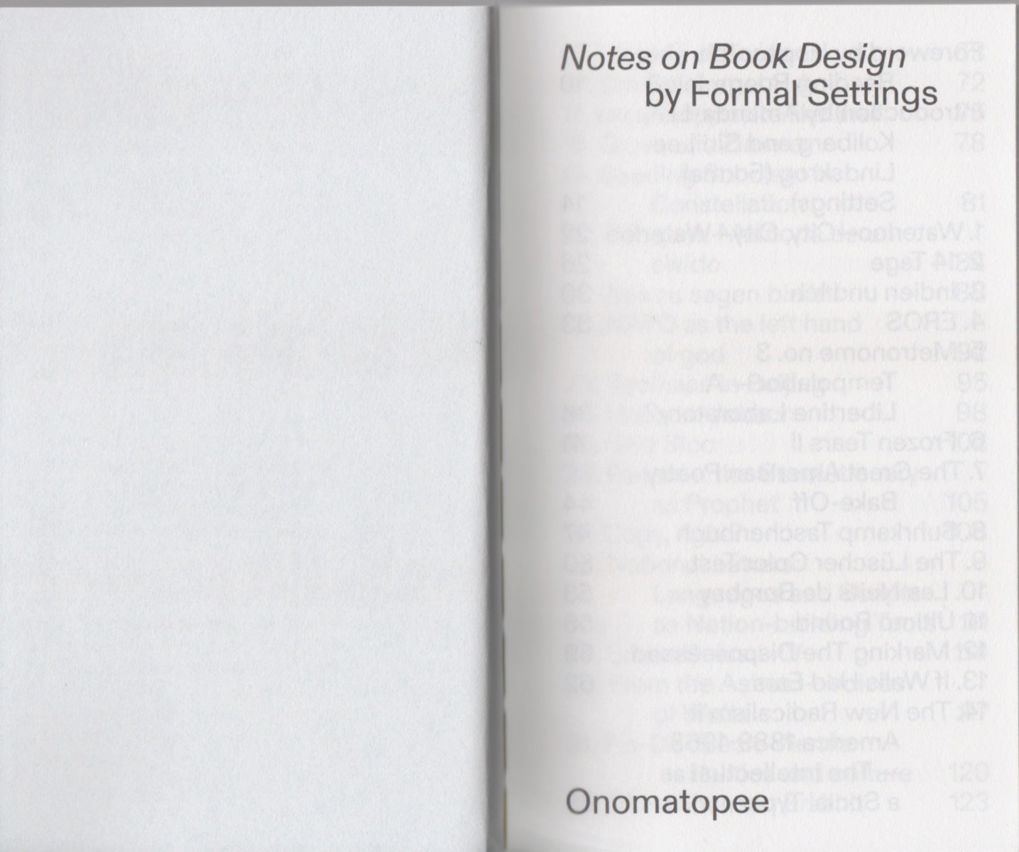 Formal Settings - Notes on Book Design