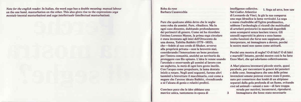 Giorgio Mastinu & Lorenzo Mason - Perché una mostra di seghe? / Why an exhibition of saws?