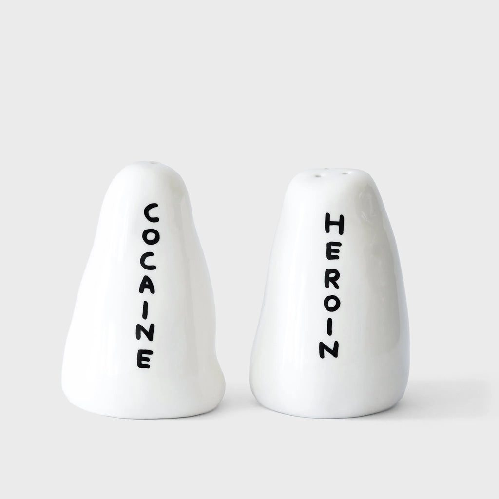 David Shrigley -"Cocaine & Heroin" Salt and Pepper Shakers