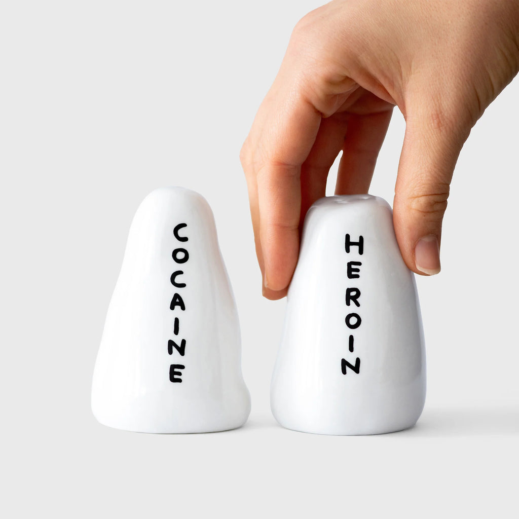 David Shrigley -"Cocaine & Heroin" Salt and Pepper Shakers