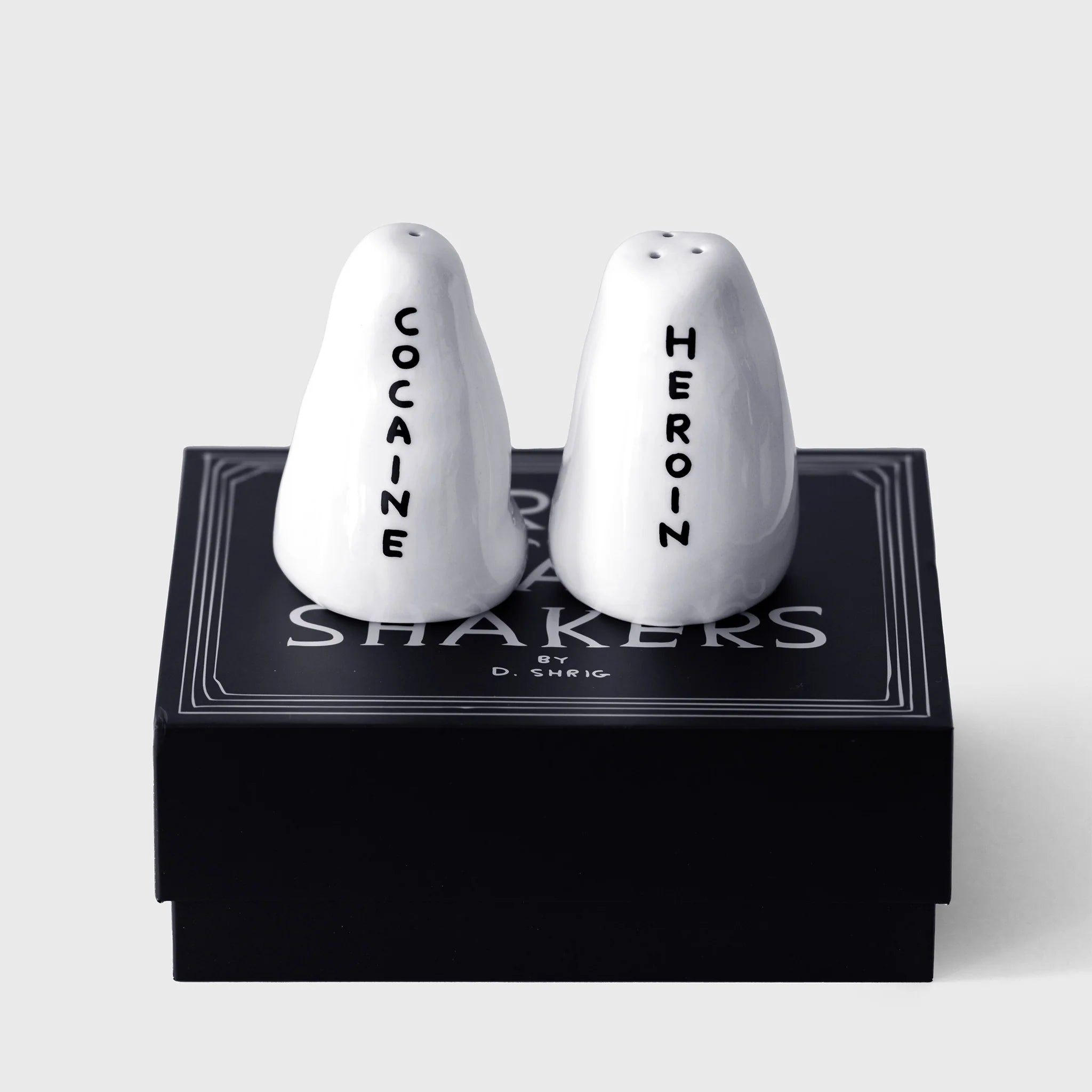 David Shrigley -"Cocaine & Heroin" Salt and Pepper Shakers