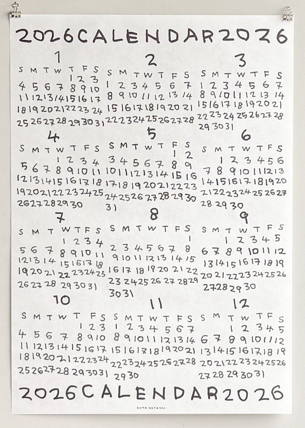 Aona Hayashi - 2026 Calendar Poster