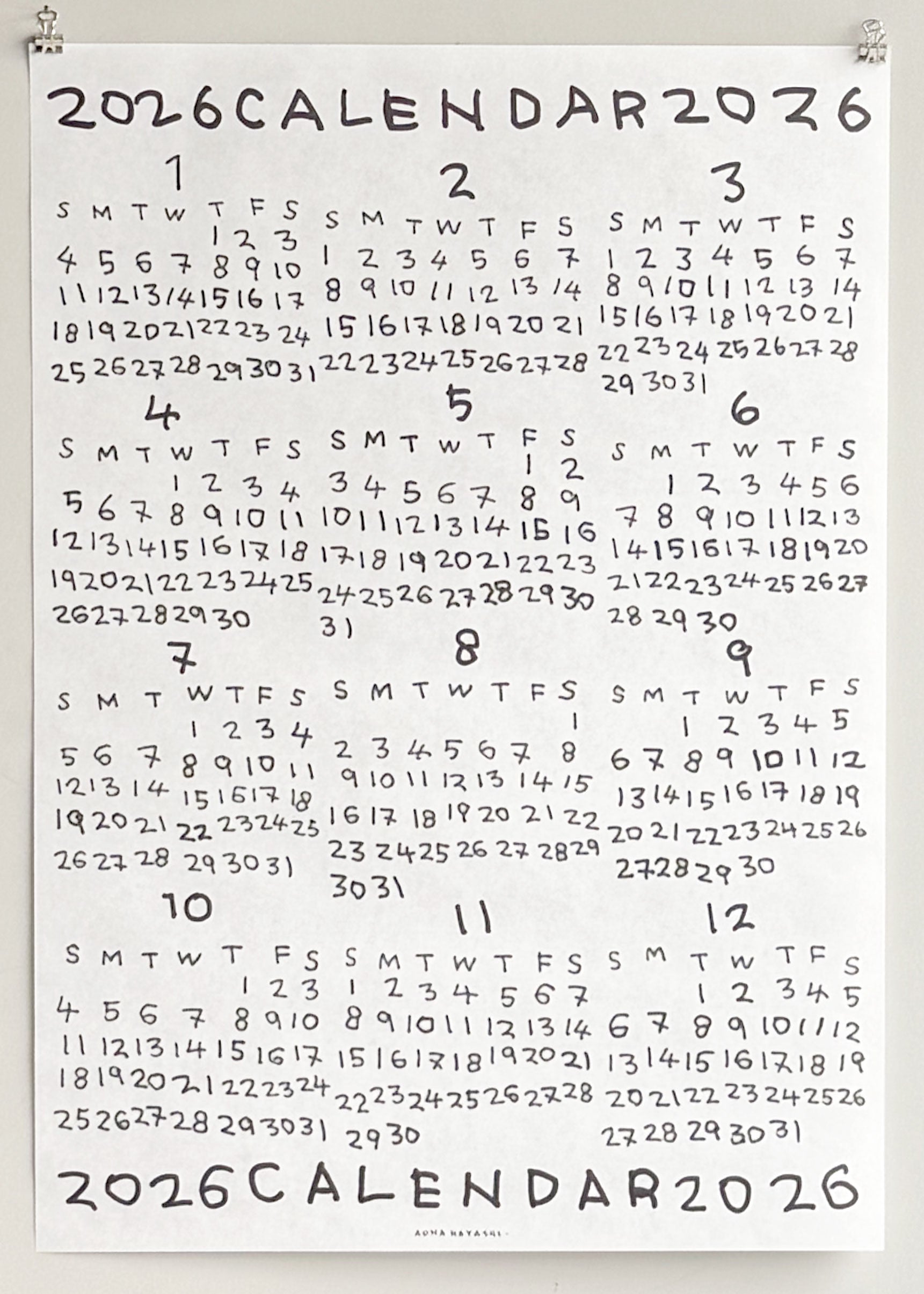 Aona Hayashi - Calendrier 2026 Poster