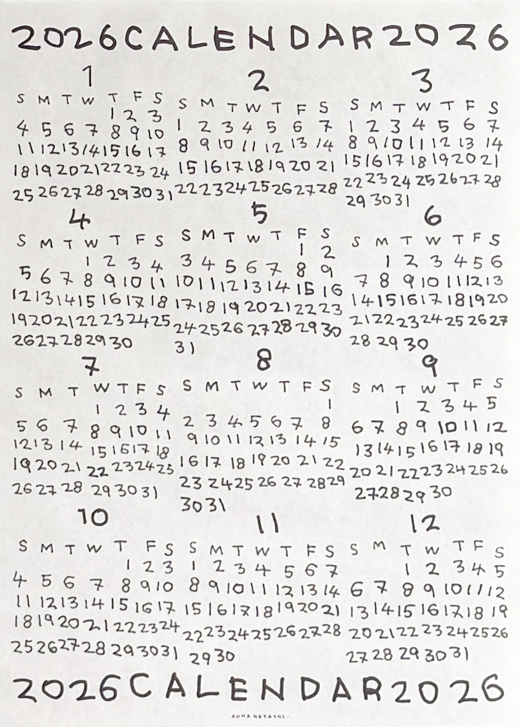 Aona Hayashi - 2026 Calendar Poster