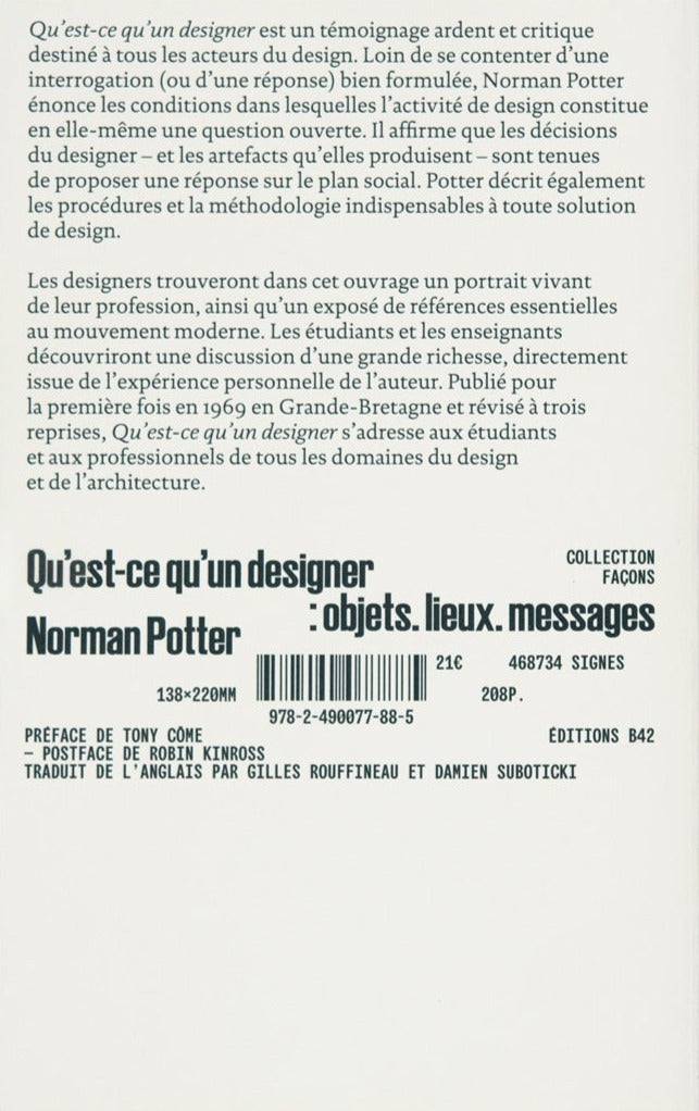 Norman Potter - Qu'est-ce qu'un designer : objets. lieux. messages.