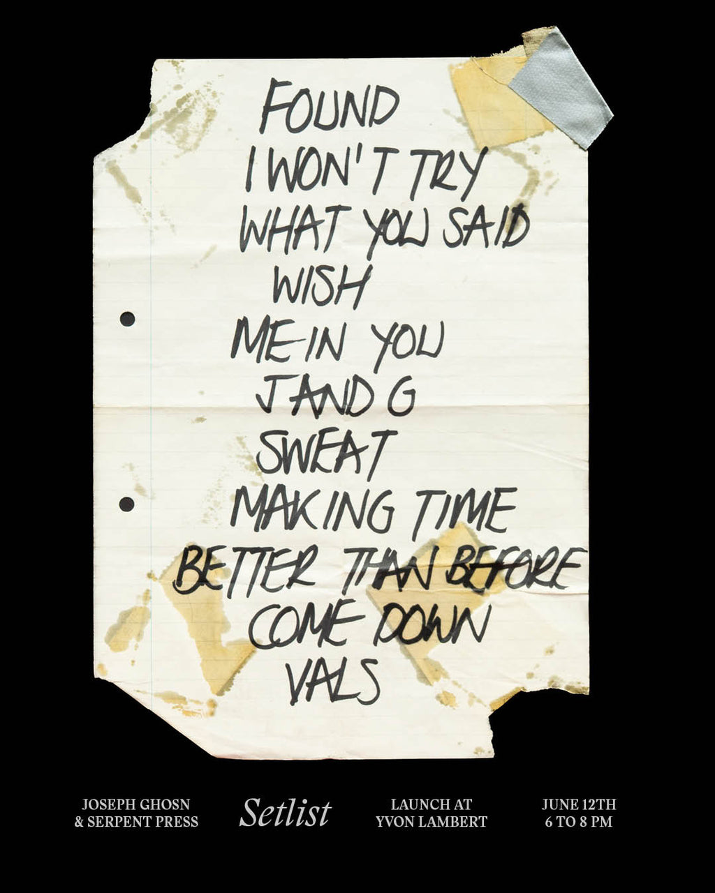 Joseph Ghosn - Setlist