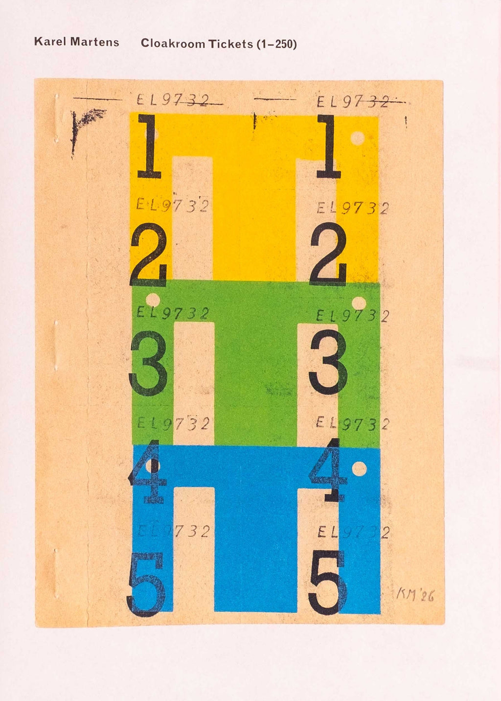 Karel Martens - Cloakroom Tickets (1-250)