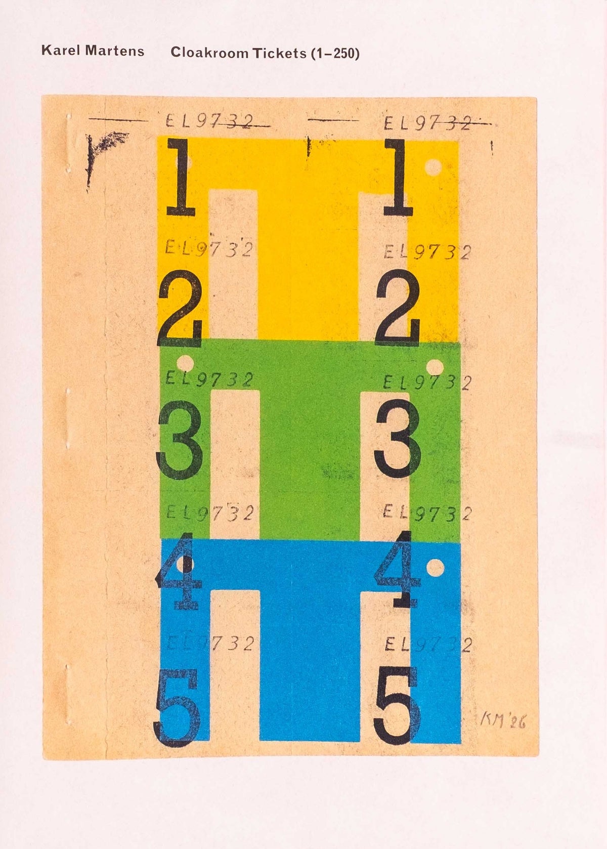Karel Martens - Cloakroom Tickets (1-250)