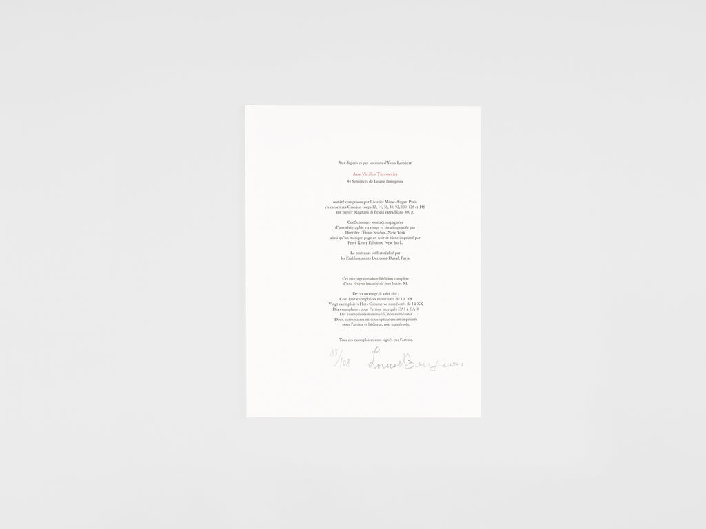 Louise Bourgeois - Aux Vieilles Tapisseries