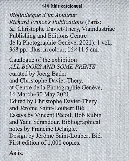 Richard Prince - Bibliothèque d'un amateur – Richard Prince's publications