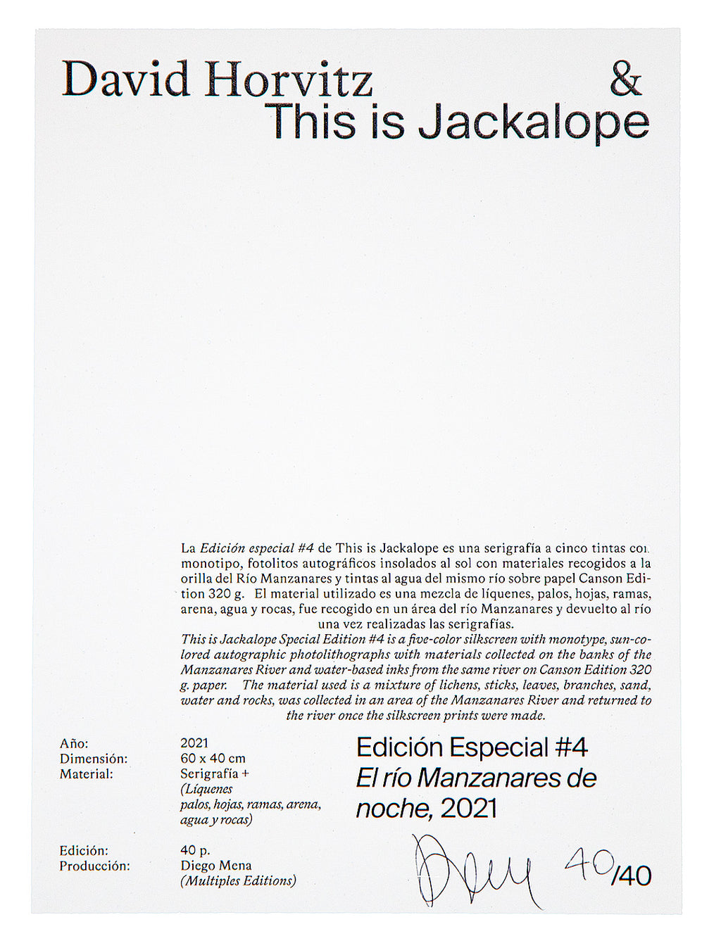 David Horvitz - Manzanares River at Night, 2021