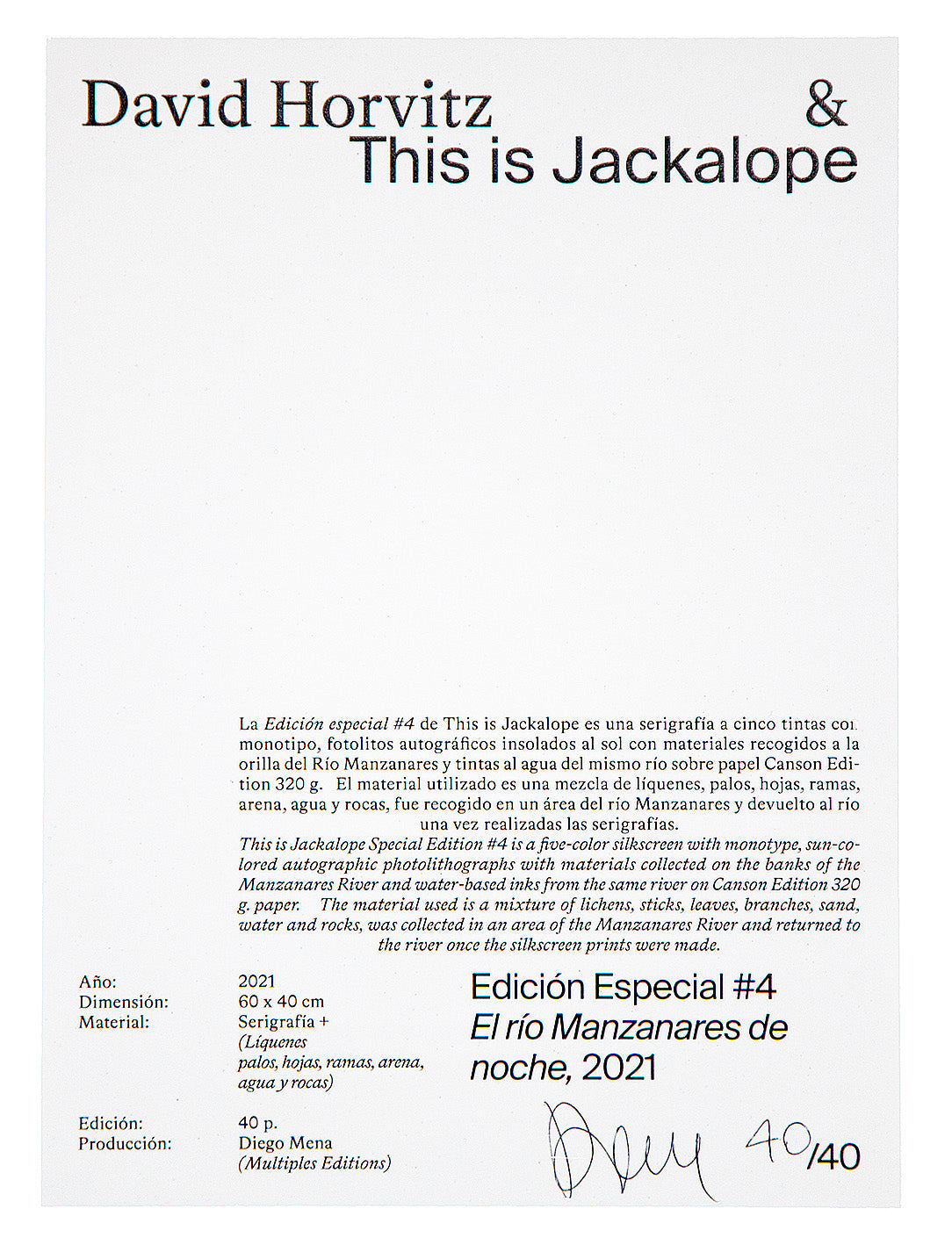 David Horvitz - Manzanares River at Night, 2021