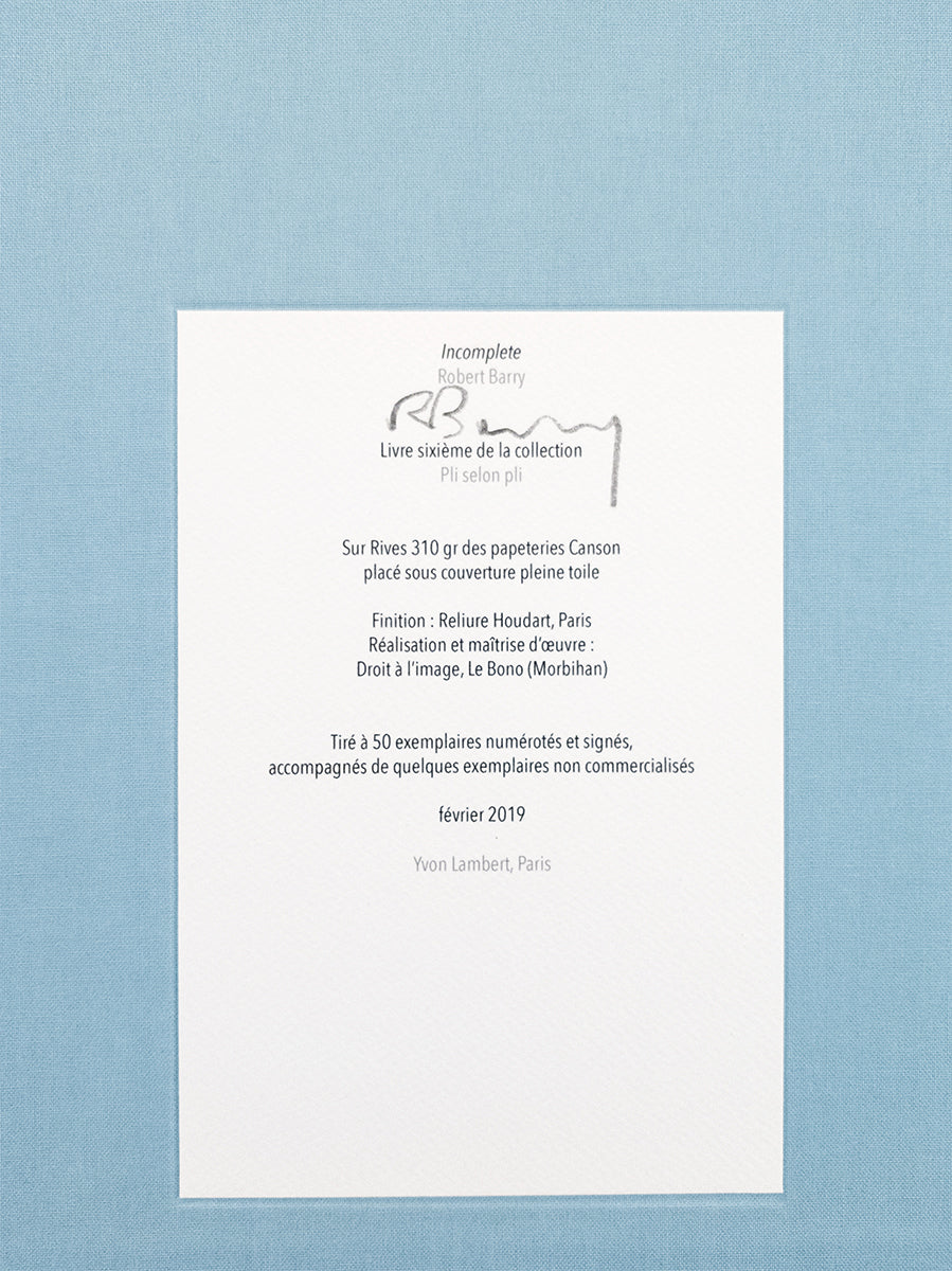 Robert Barry - Incomplete