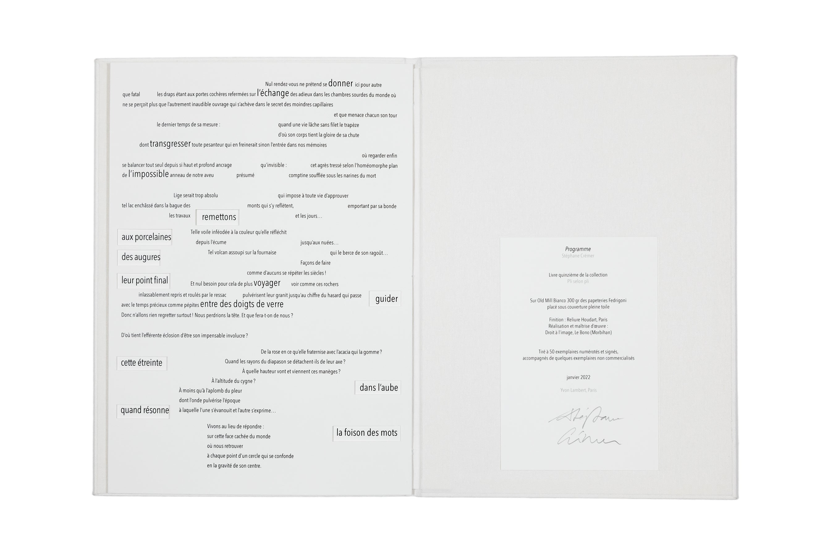 Stéphane Crémer - Programme