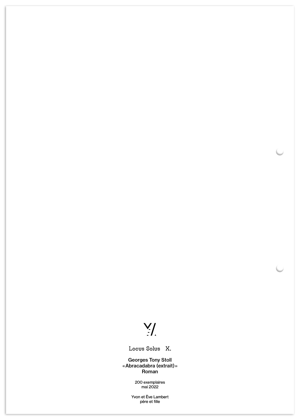 Locus Solus X. - Georges Tony Stoll