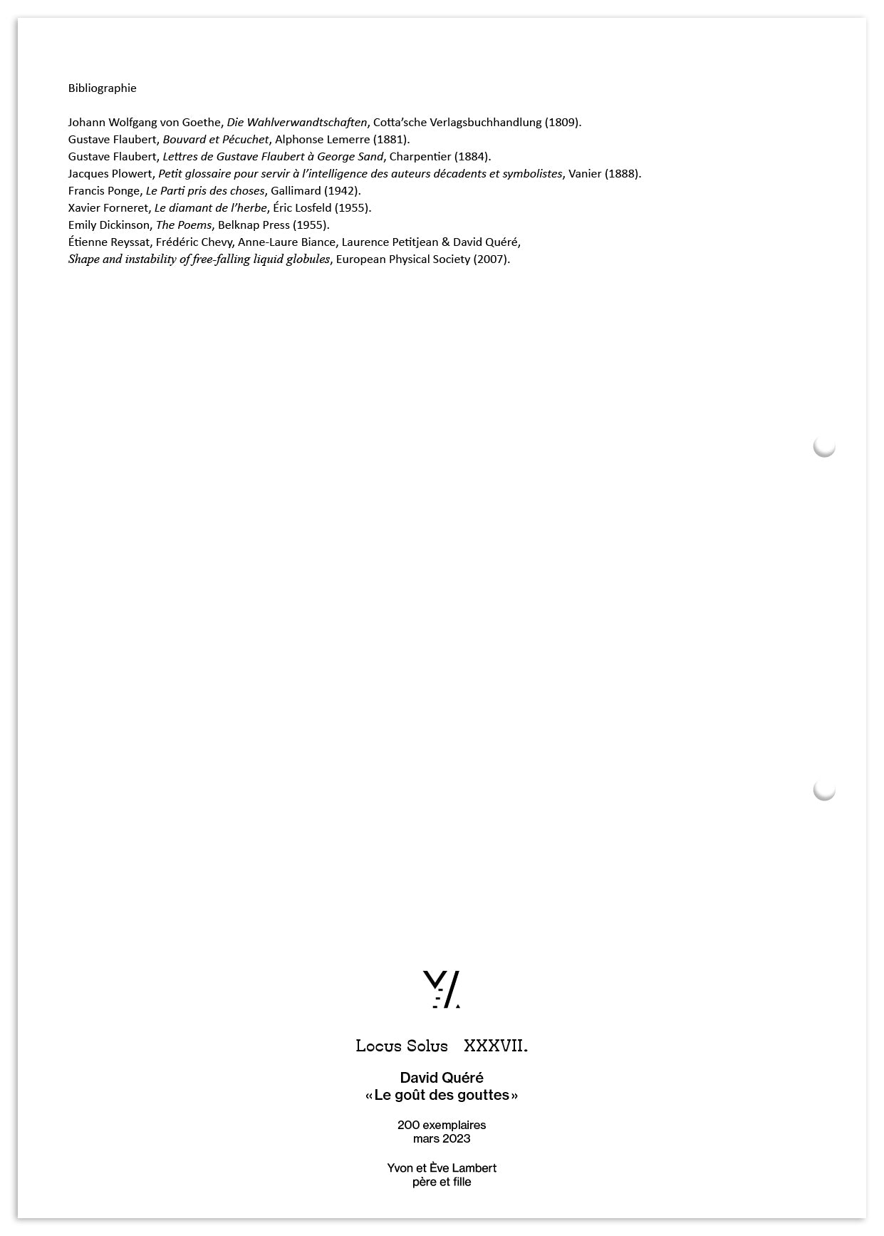 Locus Solus XXXVII. - David Quéré