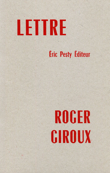 Roger Giroux - Lettre
