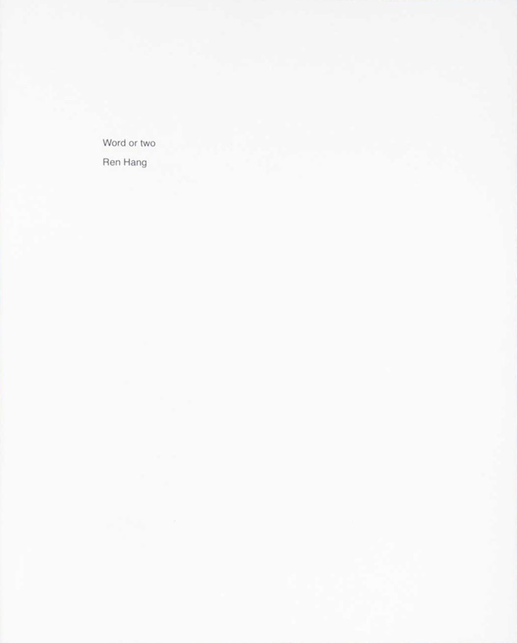 Ren Hang - Word or two